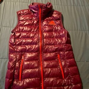 Adidas women puffer vest. Size small. Maroon and pink